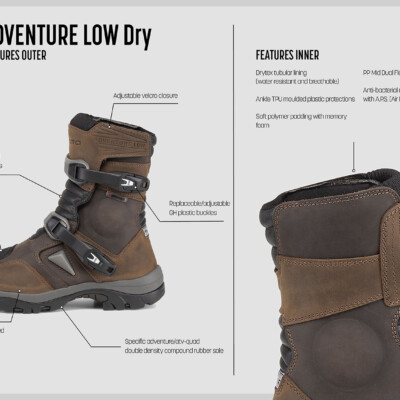 Botas de moto Adventure Low Dry negro trail forma