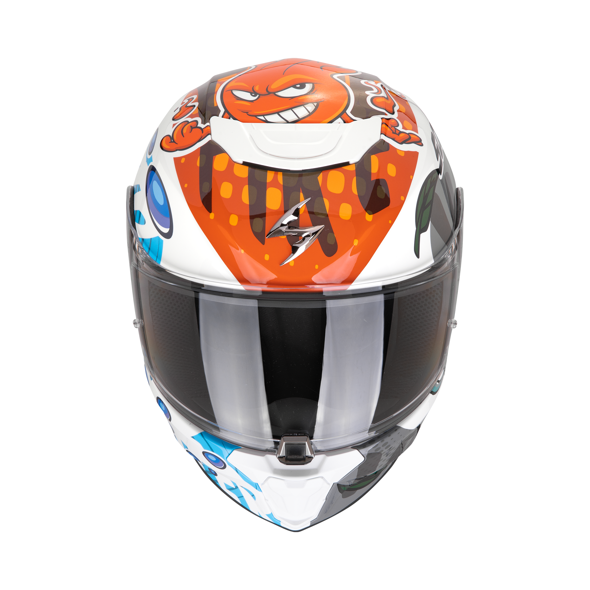 Casco integral EXO-JNR The4helmets blanco azul naranja - Imagen 2