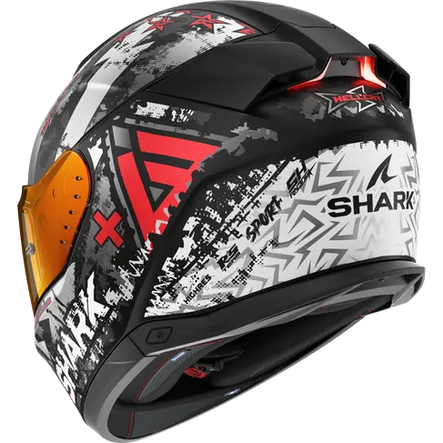 Skwali3 hellcat casco integral shark con luces led negro gris rojo - Imagen 2