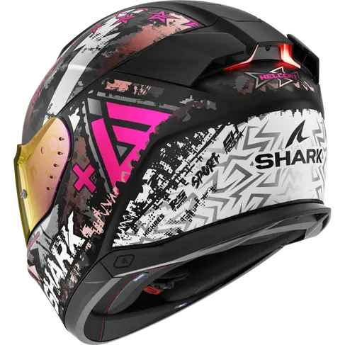 Skwali3 hellcat casco integral shark con luces led negro gris rosa - Imagen 3