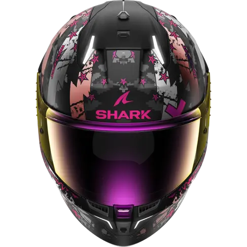 Skwali3 hellcat casco integral shark con luces led negro gris rosa - Imagen 2