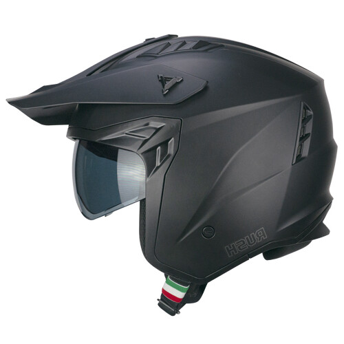 Casco jet trial con gafas solar 155 Rush negro mate