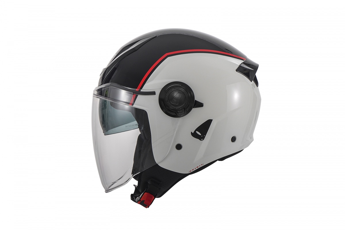 Casco jet con gafas solar Spirit negro rojo blanco ufo