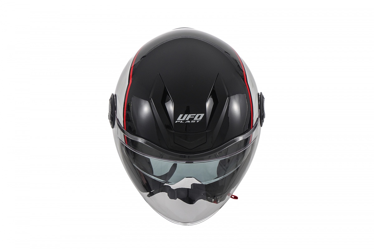 Casco jet con gafas solar Spirit negro rojo blanco ufo - Imagen 5