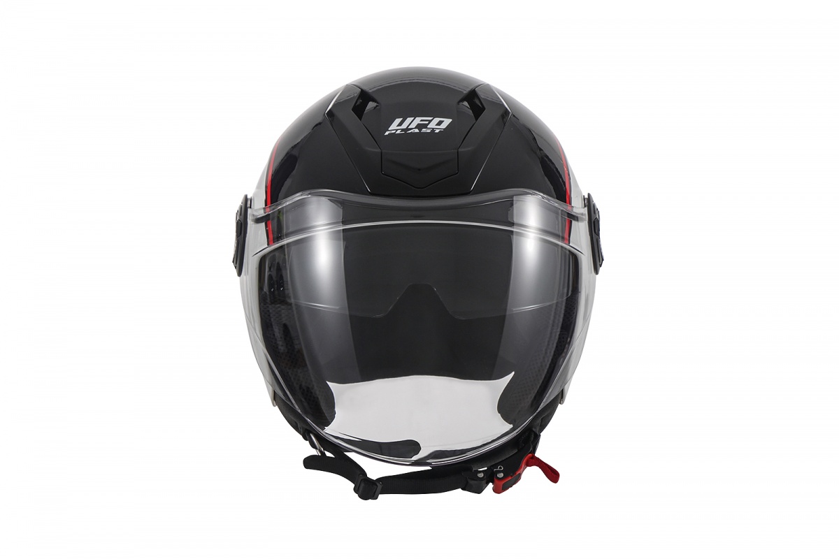 Casco jet con gafas solar Spirit negro rojo blanco ufo - Imagen 4
