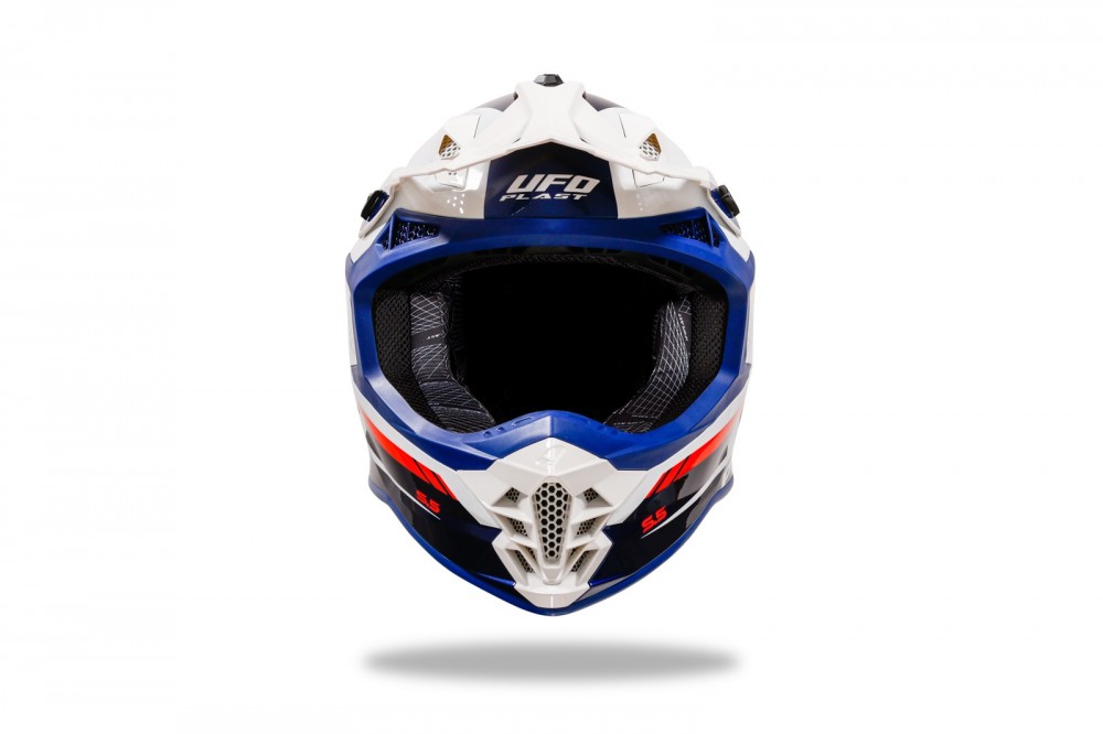 Casco intrepide motocros acul balnco rojo UFO - Imagen 4