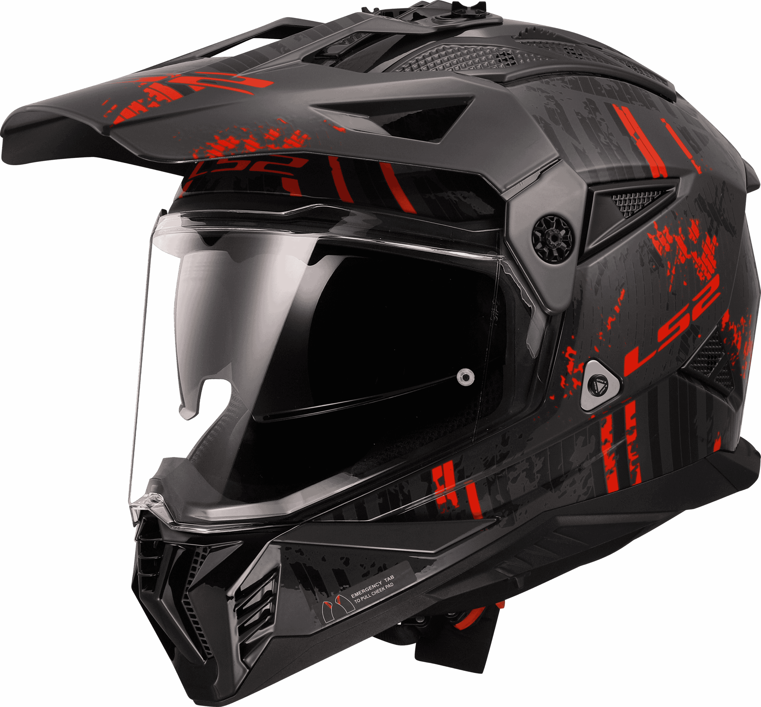 Casco pioneer II crazy negro mate gris rojo LS2