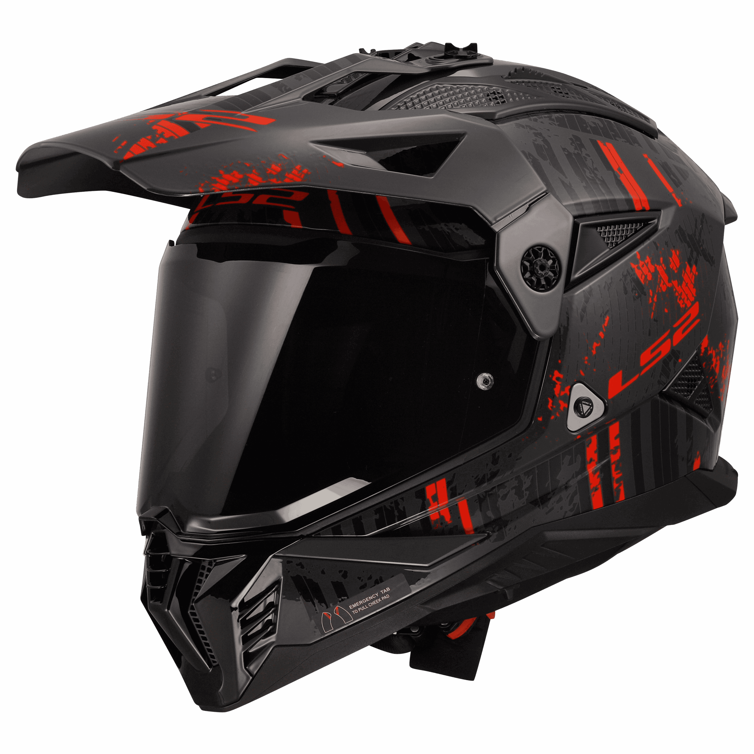 Casco pioneer II crazy negro mate gris rojo LS2 - Imagen 3