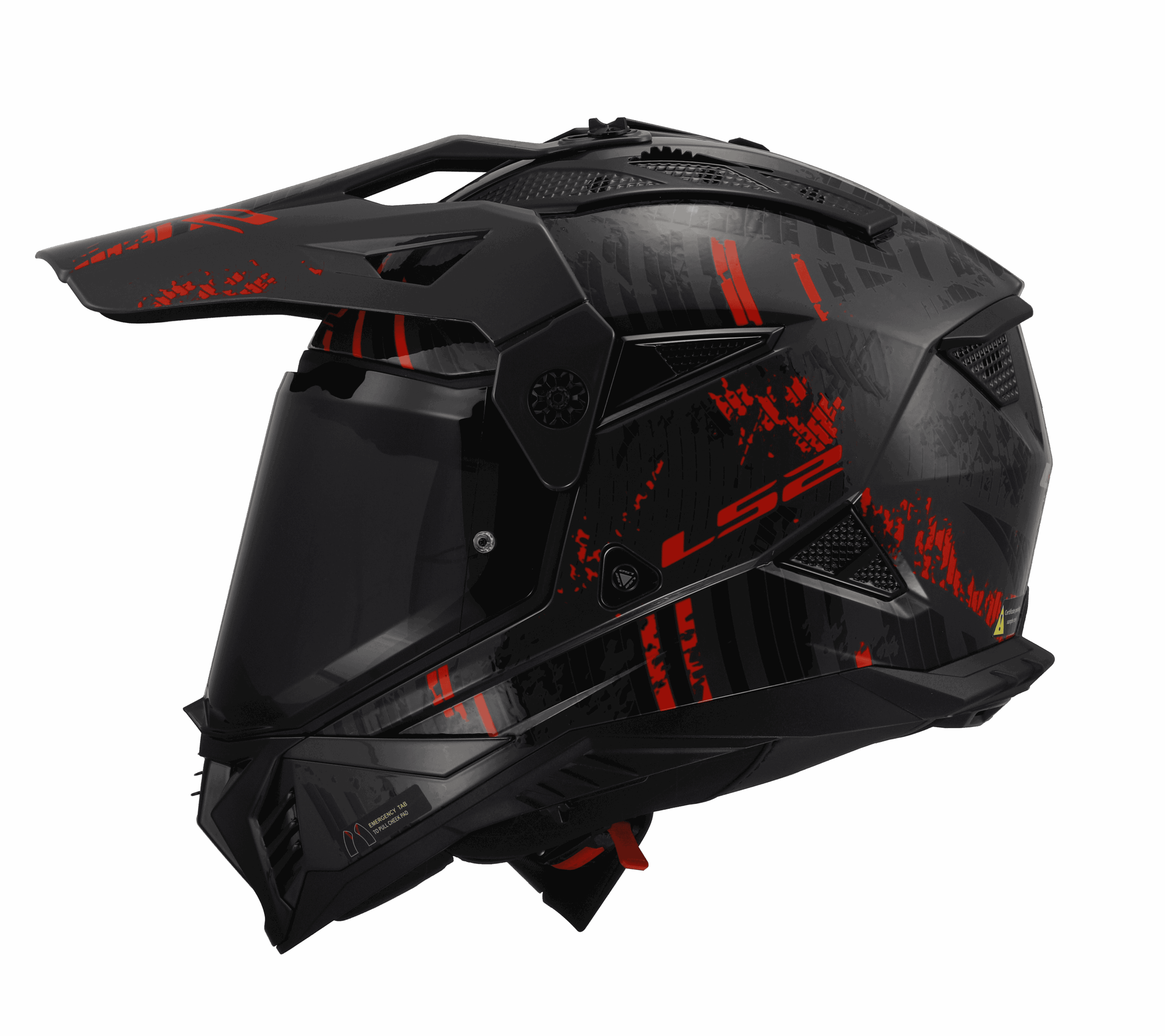 Casco pioneer II crazy negro mate gris rojo LS2 - Imagen 4