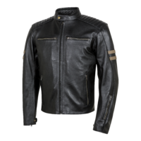 Legend chaqueta de piel para moto con protecciones negro hombre
