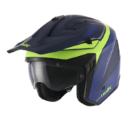 Casco jet trial con gafas solar pluton dv azul fluor mate unik