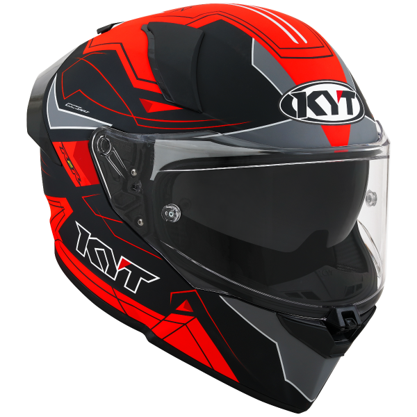 R2R led casco integral kyt negro mate/rojo