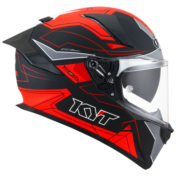 R2R led casco integral kyt negro mate/rojo