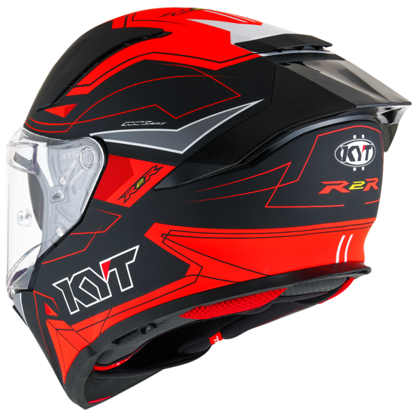R2R led casco integral kyt negro mate/rojo