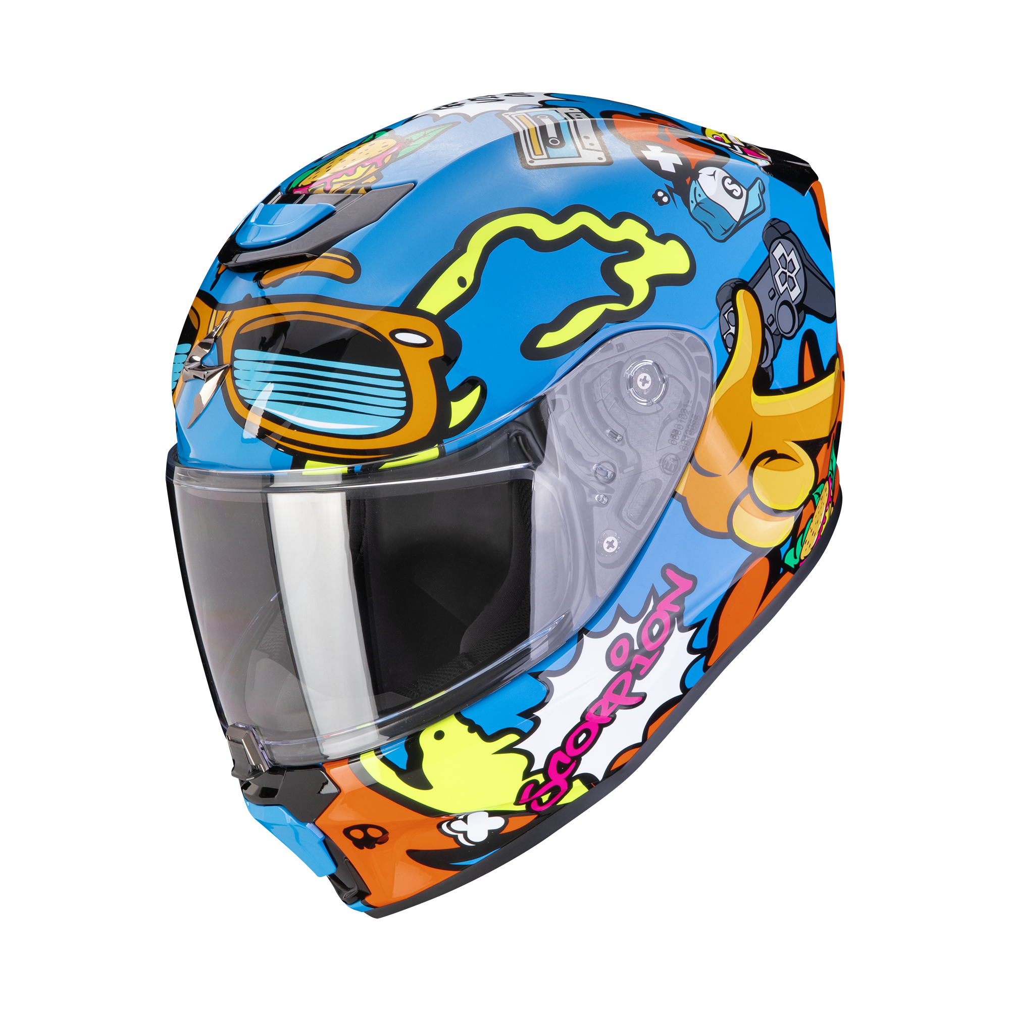 Casco integral EXO-JNR fun azul naranja